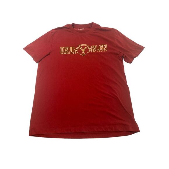 True Religion Men's Burgundy Crew Neck Graphic T-Shirt Size Medium - Picture 1 of 3